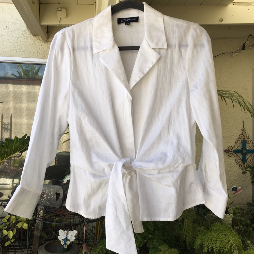 Vintage Tie White Blouse